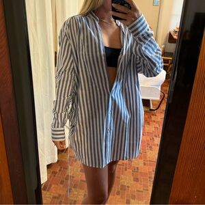ZARA Striped Coverup Shirt Dress Medium